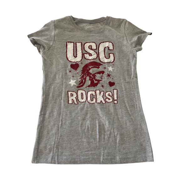 Authentic Apparel Other - USC Trojans Youth Girls Gray Short Sleeve T Shirt L‎ 16 18 USC Rocks Graphic Tee